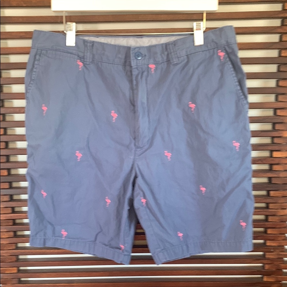 Men's Blue Flamingo Embroidered Shorts